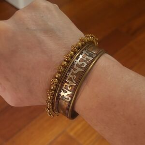Gold and Silver Bangle Bracelet Set - On Mani Tibetan